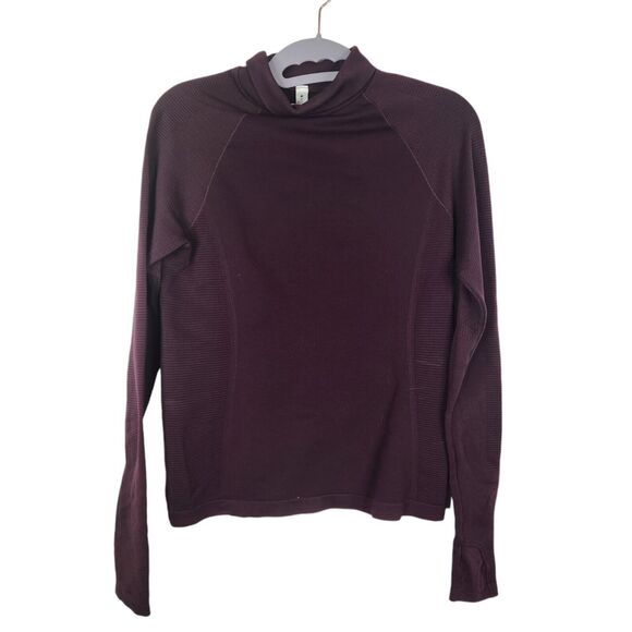 ATHLETA Top Womens Small Spiced Cabernet Flurry Seamless Turtleneck Top Shirt - Picture 5 of 12